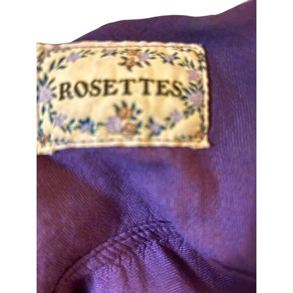 Rosettes 90's Vintage Purple Crushed Velvet Button Up Blouse, Women's Size Large - Picture 4 of 5